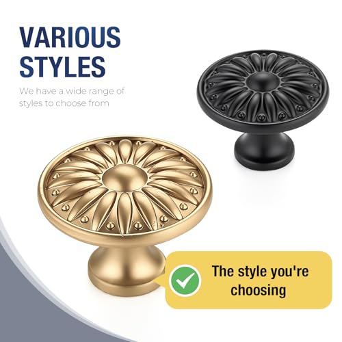 Champagne Bronze Cabinet Knobs Rosette Drawer Knobs 1-1/4 Inch 10 Pack - color: Champagne Bronze