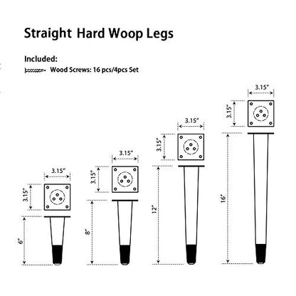 4 Pcs Retro Straight Wood Furniture Legs – Solid Wood Sofa, Bench, Table Legs with Metal Footing, Durable and Stylish Design (6" H Dark Bronze Footing) - size: 6"H Dark Bronze Footing