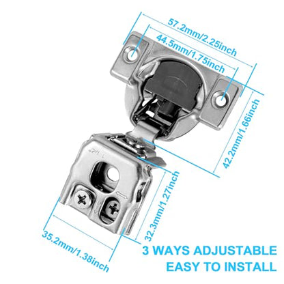 1-1/4 Inch Overlay Soft Close Cabinet Hinges, 30 Pack Slow Soft Close Hinges for Kitchen Cabinets Satin Nickel Hidden Self Closing Kitchen Cabinet Hinges for Cupboard - size: 1-1/4 inch Overlay