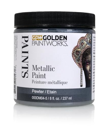 Metallic Paint, 8 oz Jar, Pewter - color: Pewter