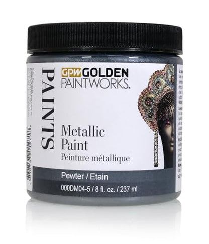 Metallic Paint, 8 oz Jar, Pewter - color: Pewter