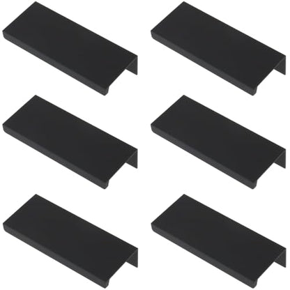 3.15 Inch Finger Pull 6Pcs, 2.52 Inch Hole Centers, Aluminum Alloy, Black - color: Black, size: 80mm/3.15", style: Straight Edge