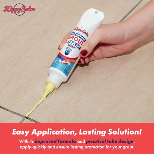 ZippySolve Tile Grout Repair Kit, Refresh Tile, Grout Sealer (8.8oz, Cream) - color: Cream