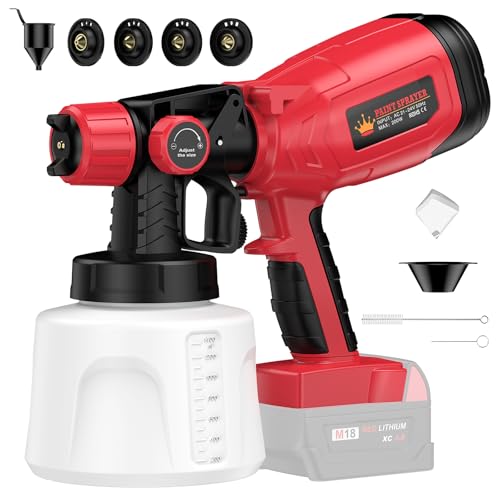 Cordless Paint Sprayer for Milwaukee 18V & 20V Battery, 40000RPM High Speed Paint Sprayers for Home Interior and Exterior, HVLP Spray Paint Gun for House Furniture Painting (Battery Not Included) - color: For Milwaukee 1