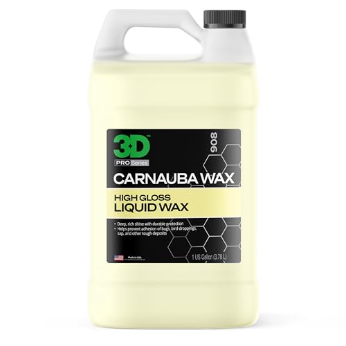 3D Carnauba Wax – Liquid Brazilian #1 Grade Wax for Deep Gloss & UV Protection | Easy Application | Safe on All Paint | Non-Staining Formula | Made in USA | 1 Gallon - size: 128 Fl Oz (Pack of 1)