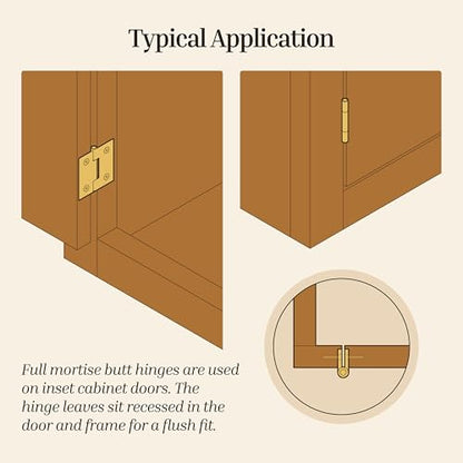Nickel Butt Hinges with Removable Pin - 1-1/2" x 1-1/2" - Pack of 2 - Cabinet Door Hinges - UA-266-HPN (1) - color: Nickel