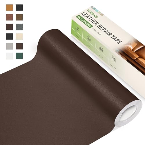 TIANLDD Leather Repair Tape,16 x 80 Inches Self Adhesive Leather Repair Patch，Leather Repair Kit for Furniture，Couches,Car Seats,Cabinets,Handbags(Dark Brown-Fine Lines) - color: Dark Brown-Fine Lines, size: 16" x 80"