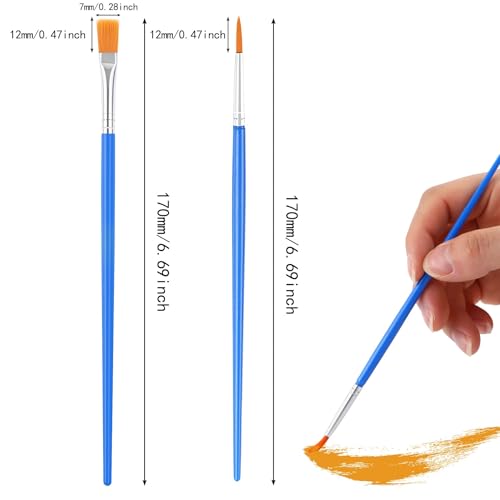 DECYOOL 60 Pcs Paint Brushes, Round Flat Small Brush Bulk for Painting - style: MIX(30Flat +30Round)