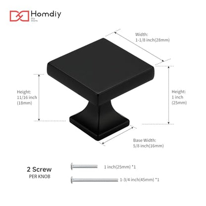 homdiy Black Cabinet Knobs 15 Pack Matte Black Square Cabinet Knobs - color: Black, size: 15 Pack