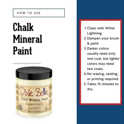 Dixie Belle Paint Company Chalk Mineral Paint - Buttercream (8oz) - color: Buttercream, size: 8 Fl Oz (Pack of 1)