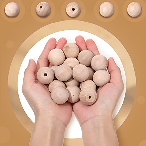 Jetec 30 Pcs Unfinished Wood Ball Knobs for Crafts Round Drawer Handles