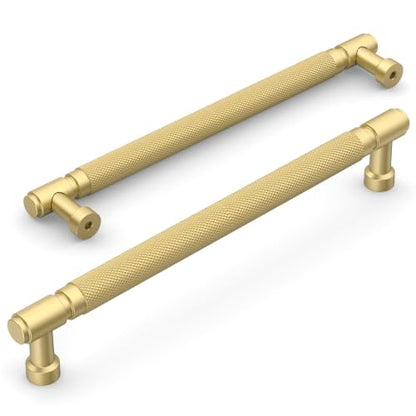 Amerdeco 10 Pack Brushed Gold knurled Cabinet Pulls 8" - color: Brushed Gold, size: 8" hole center