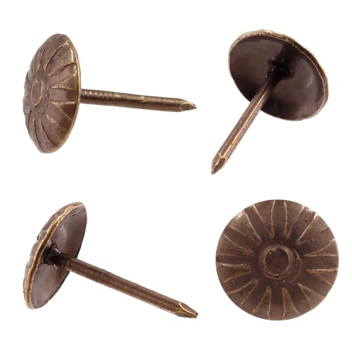 Bivethoi Upholstery Tacks, 7/16" Dia Antique Red Copper, 120 Pcs - color: Red Copper, size: 7/16"