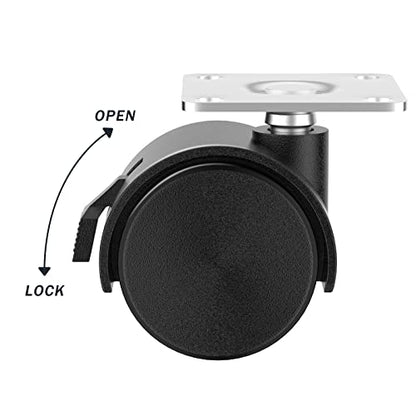 1.5 inch Caster Wheels, Casters Set of 4, Plastic Caster Wheels for Furniture, Plate Swivel Cart Casters with Brakes, File Cabinet Replacement Wheels (4 Pack Black) - style: 1.5 inch with brake