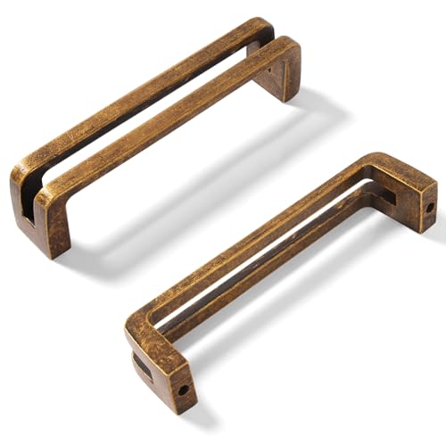 Antique Brass zinc Alloy Cabinet pulls,Vintage Retro 3 Inch （76mm） Hole Center Cabinet Handles for Drawer,Cupboard, Wardrobe,Dresser - 6 Pack - color: Antique Brass, size: 3 Inch Hole Center