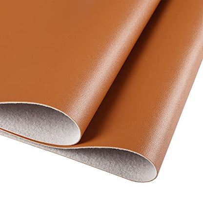 HGUAN Smooth Solid Color Brown Faux Leather 12"X53"(30cmX135cm),Faux Leather Sheets Roll Very Suitable for Making Crafts, Leather Earrings, Bows,Sewing (Brown) - color: Brown