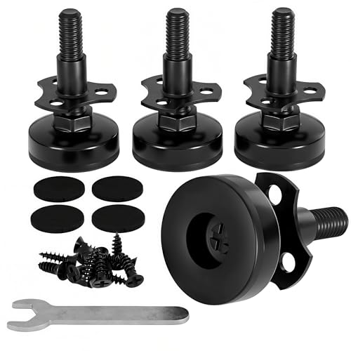 HUASAI 3/8”-16 Thread Furniture Leveling Feet, 4 Pack Adjustable Furniture Levelers Kit with T-Nuts, Heavy Duty Screw-On Feet, 330 LBs per Foot, for Chairs, Cabinets, Uneven Floors