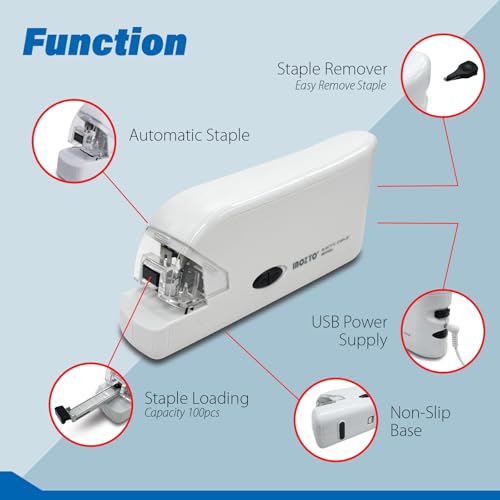 Electric Stapler, Batteries or USB Powered. Intellignet Automatic Sensor Stapler for up to 20 Sheets, 20 Pages per Second with Staple Remover & Anti-Slip Base, Compatible with Bostitch Staples