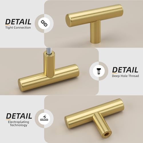 Goldenwarm 10 Pack Gold Cabinet Knobs Brushed Brass Cabinet Knobs, 2Inch - color: ‎Brushed Brass