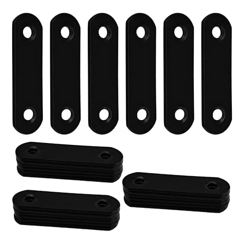 24 Pcs Black Straight Bracket, 56mm Metal Mending Plate Flat Bracket Mending Plates for Wood Repair