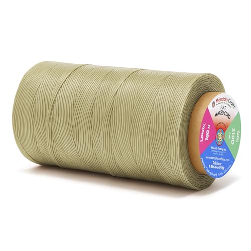 Mandala Crafts 210D 1mm Beige Flat Waxed Thread for Leather Sewing - color: Beige, size: Flat 210D 1mm 197 Yards