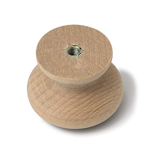 8PCS Kitchen Cabinet Knobs 35mm Dia Round Mushroom Shaped Wood Unfinished Drawer Dresser Cupboard Furniture Knobs Pulls Handles Hardware - color: Unfinished
