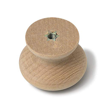 8PCS Kitchen Cabinet Knobs 35mm Dia Round Mushroom Shaped Wood Unfinished Drawer Dresser Cupboard Furniture Knobs Pulls Handles Hardware - color: Unfinished