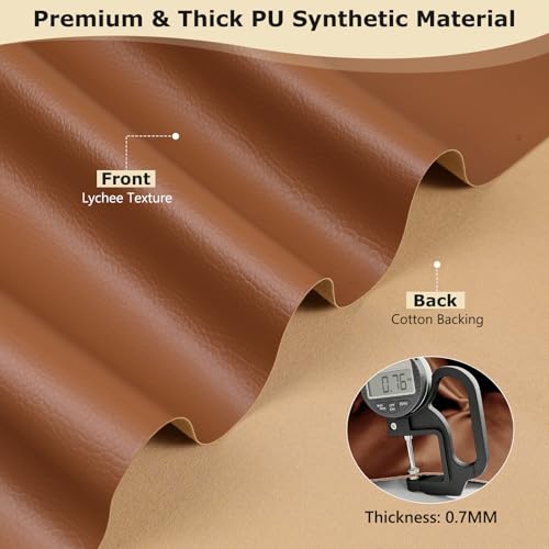 ANMINY Vinyl Fabric by the Yard, 54"W 0.7MM Faux Leather, Brown 30 Yds Roll - color: Brown, size: 30 Yards