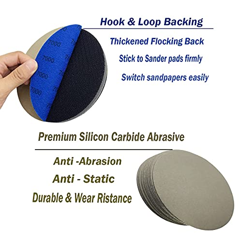 6 Inch 7000 Grit Wet Dry Sandpaper，25 PCS Hook and Loop Sanding Discs - style: Grit 7000