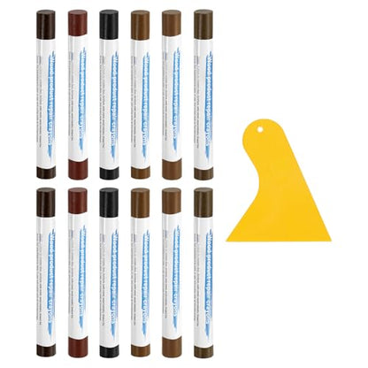 uxcell 12Pcs Wood Filler Sticks Kit, 12 Colors Dark & Teak Series - color: Dark Teak Series