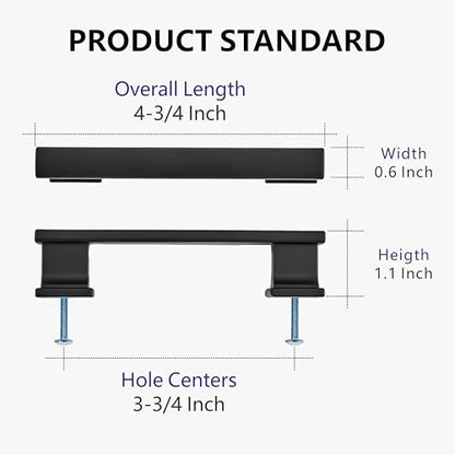 10 Pack 4-3/4 Inch Length|3-3/4 Inch(96mm) Hole Center Matte Black Kitchen Cabinet Handles, Cabinet Pulls Kitchen Cabinet Hardware, Cupboard Pulls, Drawer Handles - color: Matte Black, size: 3-3/4 inch Hole Center(96mm), style: 10 Pack Handle
