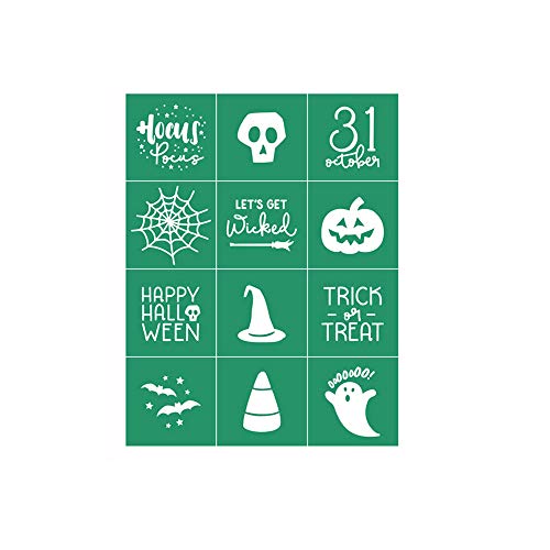 DGAGA Self-Adhesive Silk Screen Printing Stencil Mesh Stencils Transfer Reusable Sign Home Decor Washable for DIY Halloween Decor, Wood,Ceramic,Pillow(Halloween,8.5x11) - color: Halloween