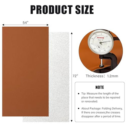 Faux Leather Fabric,54"x72" 1.2mm Thick Durable Synthetic Upholstery Leather Vinyl, Soft Smooth Waterproof, Durable,Replacement Renovate for Wallets, DIY Projects, Furniture, Car Seats 2 Yards-Brown - color: Brown, size: 2 Yards (54" x 72")