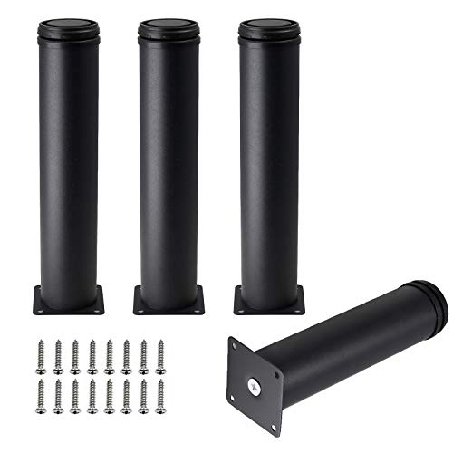 Set of 4 Adjustable Stainless Steel Furniture Legs 10 Inch Black - color: Black, size: 10 inch