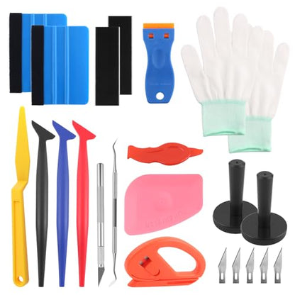 Car Vinyl Wrap Tool Kit,Upgraded Car Wrapping Kit with Gloves/Vinyl Wraps Magnets/Plastic & Felt Squeegee for Automotive Film Application,Professional Vinyls Application Tools