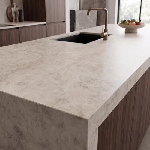 Extra-Thick Marble Contact Paper (Matte, Tuscan Beige) 3.9" x 393.7" - color: Tuscan Beige (Matte), size: 3.9" x 393.7"