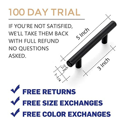 Ravinte Black Cabinet Handles, 30 Pack Drawer Pulls, 3 Inch Hole Center - size: 3 Inch Hole Centers