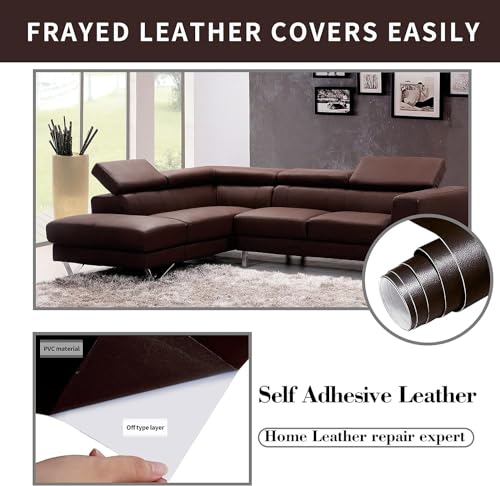 Lifeshoon Leather Repair Patches, Self Adhesive Vinyl for Couches Furniture - color: Coffee, size: 3.5X79 inch