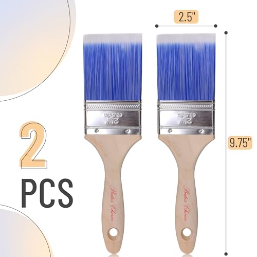 Bates Paint Brushes, 2.5-Inch, 2 Pack, Treated Wood Handle for Walls, Furniture, and Staining - color: Wood Handle, size: 2 Pack, 2.5"