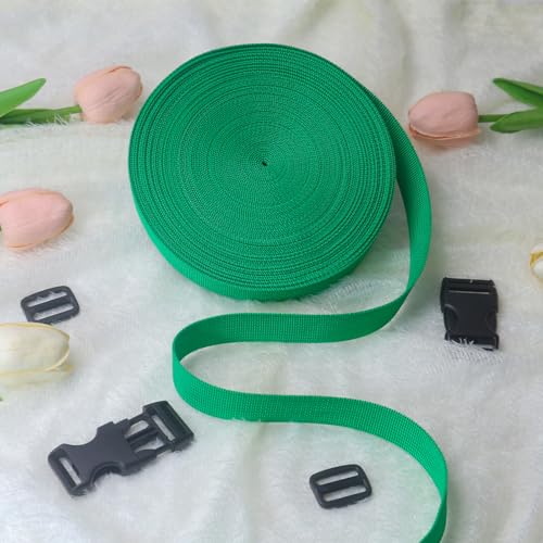 Green 1inch Webbing Strap Kit for DIY Crafts-Backpacks-20yds - color: Green