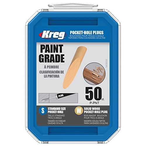 Kreg Solid-Wood Pocket-Hole Plugs, Paint Grade, P-PNT 50 Count - color: Paint Grade Plugs