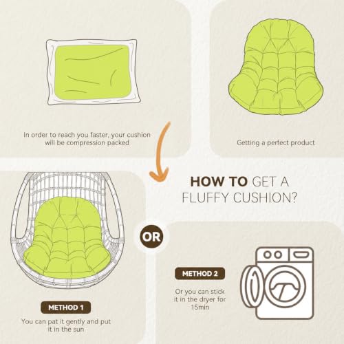 Egg Chair Cushion Replacement, Waterproof Outdoor Hanging Egg Chair Cushion Hammock Swing Chairs Cushions Pads, U-Shaped Thickened Cushions for Hanging Eggs Chairs, 47x33x7 Inch (Light Green) - color: Light Green