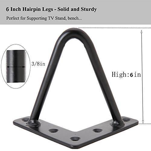 Osring 6 Inch Hairpin Legs 3/8" Dia 2 Rods, Black Furniture Table Feet 4pcs - color: Black, size: 6 Inch
