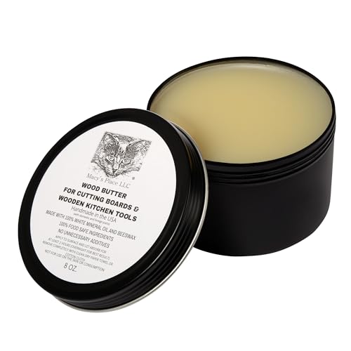 Wood Butter Cutting Board Wax - 8 fl oz - Conditioner for Butcher Block and Wooden Kitchen Tools. Macy;s Place Food Grade Mineral Oil and Beeswax for Wooden Tools. Support Animal Rescue - size: 8 Ounce (Pack of 1)