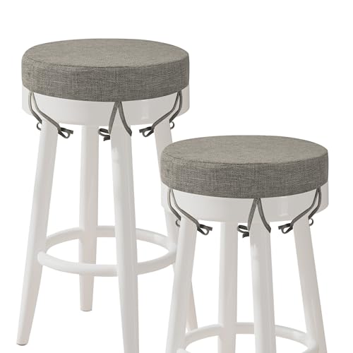 AddGrace Round Bar Stool Cushions with Ties Set of 2 12" Light Gray - color: Light Gray