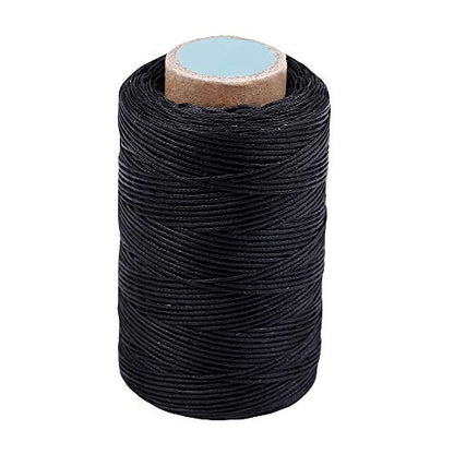 284Yards Leather Sewing Waxed Thread, 0.8mm Waxed Thread for Bookbinding - color: Black