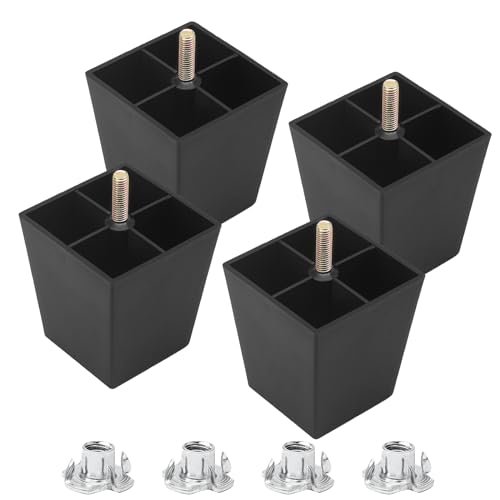 Luomorgo 3 Inch Plastic Table Legs, Black Couch Leg, 4 Pcs - color: Square Tapered, size: 3 Inch
