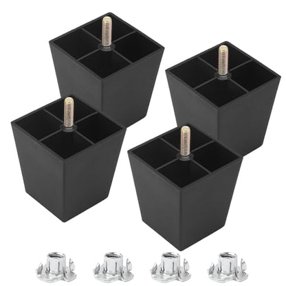 Luomorgo 3 Inch Plastic Table Legs, Black Couch Leg, 4 Pcs - color: Square Tapered, size: 3 Inch