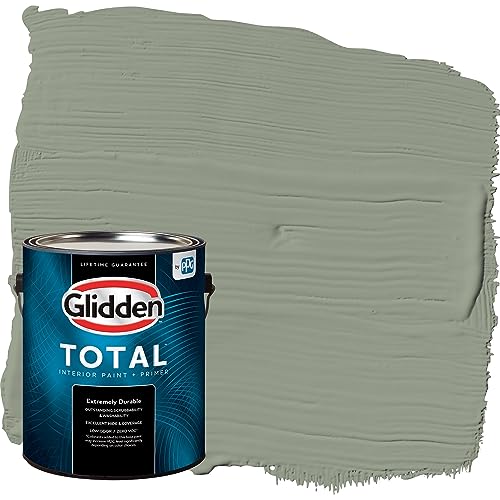 Glidden Total Interior Wall Paint & Primer All-in-One, Green Tea Leaf/Green, Flat, 1 Gallon - color: Green Tea Leaf, size: 128 Fl Oz (Pack of 1)