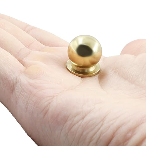 Jiozermi 4 Pack Mini Round Solid Brass Knobs, 5/8 Inch, Polished Gold - color: Polished Gold, size: 5/8 Inch(16mm)